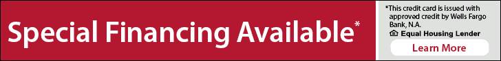 Special Financing issued with approved credit by Wells Fargo Bank, N.A, An equal Housing Lender.